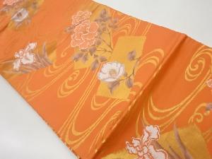 リサイクル 流水に椿・牡丹・菖蒲模様織出し名古屋帯